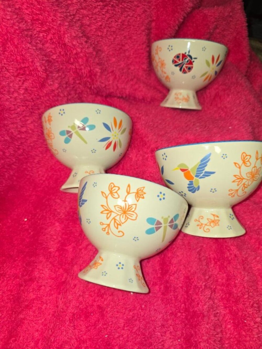Temp-tations Pedestal Ice Cream Bowls Seasonal Garden Set of 4 - NEW